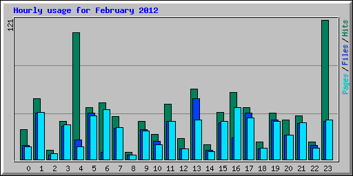 Hourly usage for February 2012